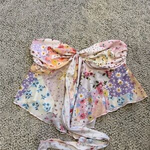 SHEIN Pastel Floral Mesh Top